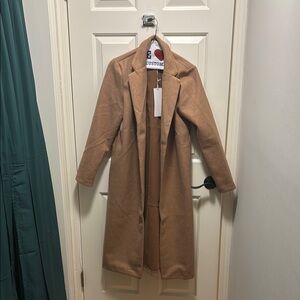 Warm Faux Wool Tan Long Coat